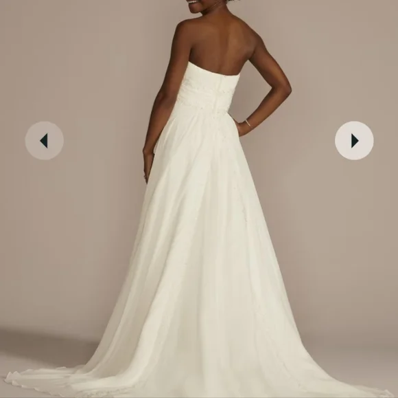 David's Bridal A-Line Chiffon Wedding Dress - Picture 3 of 6